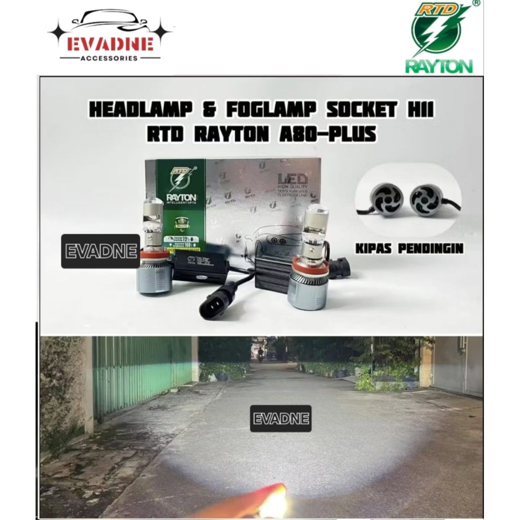 LAMPU LED UTAMA & FOGLAMP RTD RAYTON A80 PLUS SOCKET H11