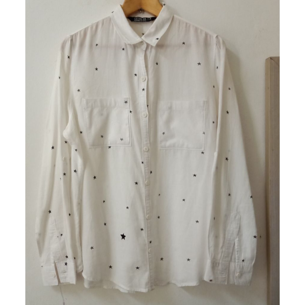 Cotton on Dress Baju Atasan Vintage Lucu Perempuan Remaja Dewasa Tunik Kemeja Wanita Full Kancing Bu