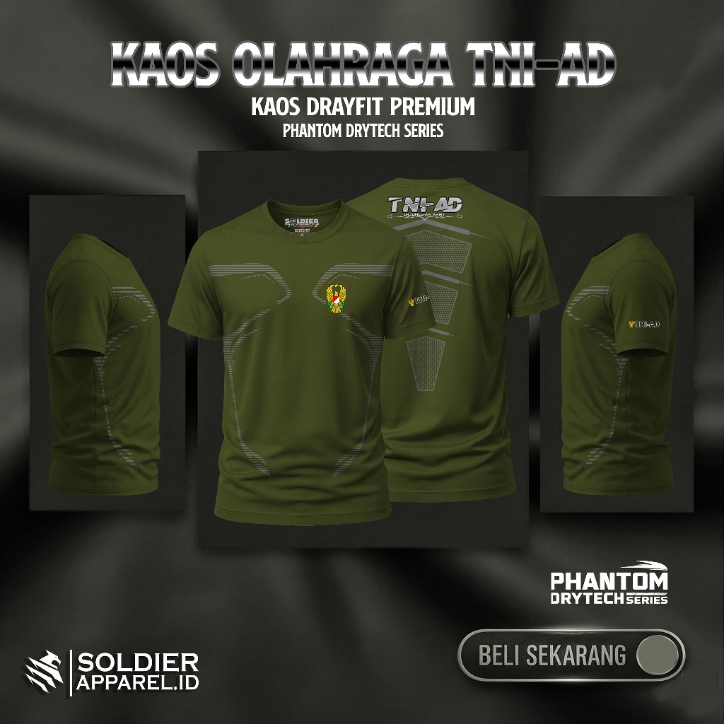 Kaos Olahraga TNI-AD | Kaos Drayfit Premium | Phantom Drytech Series