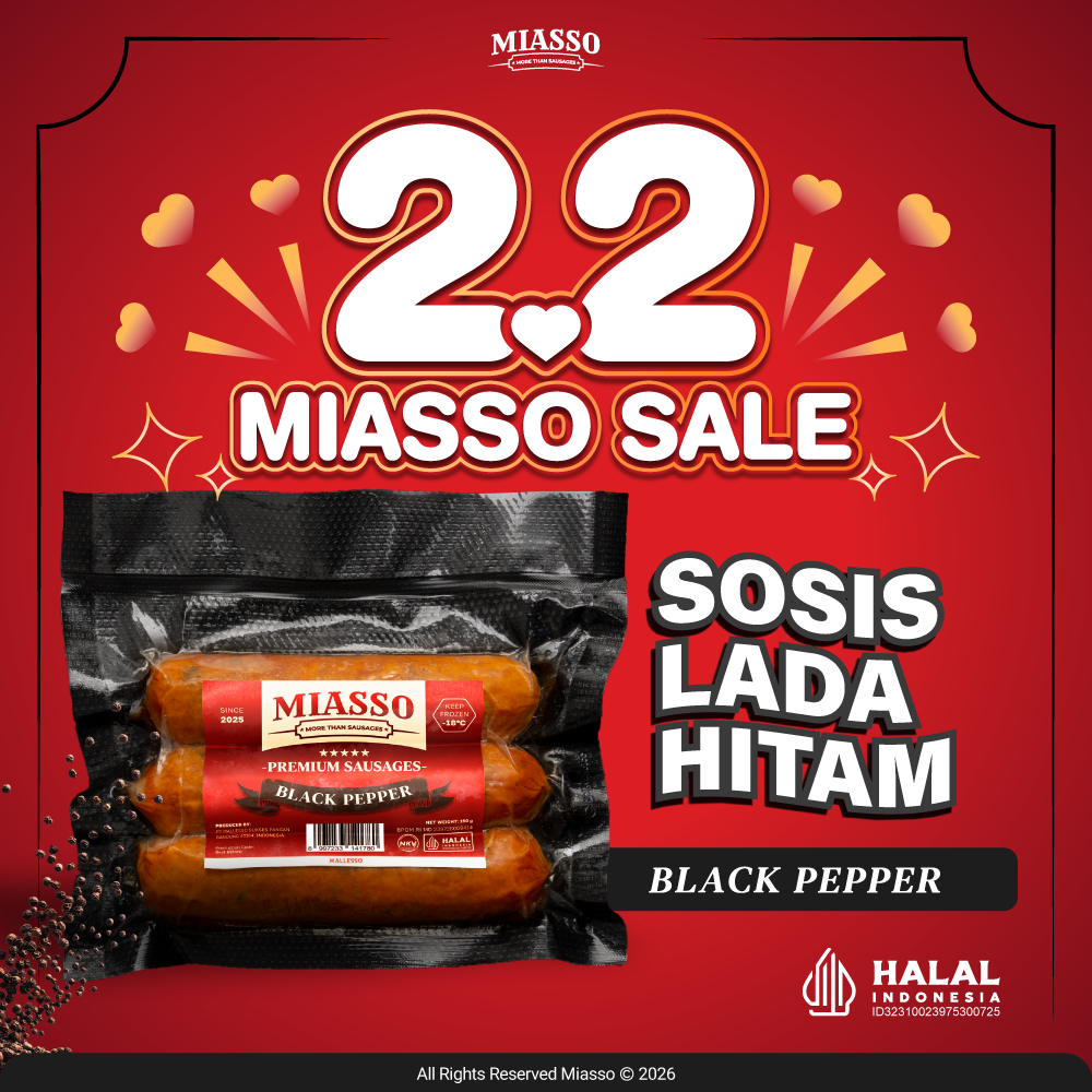 MIASSO - Black Pepper | Premium Sausages | Sosis Halal Frozen Food