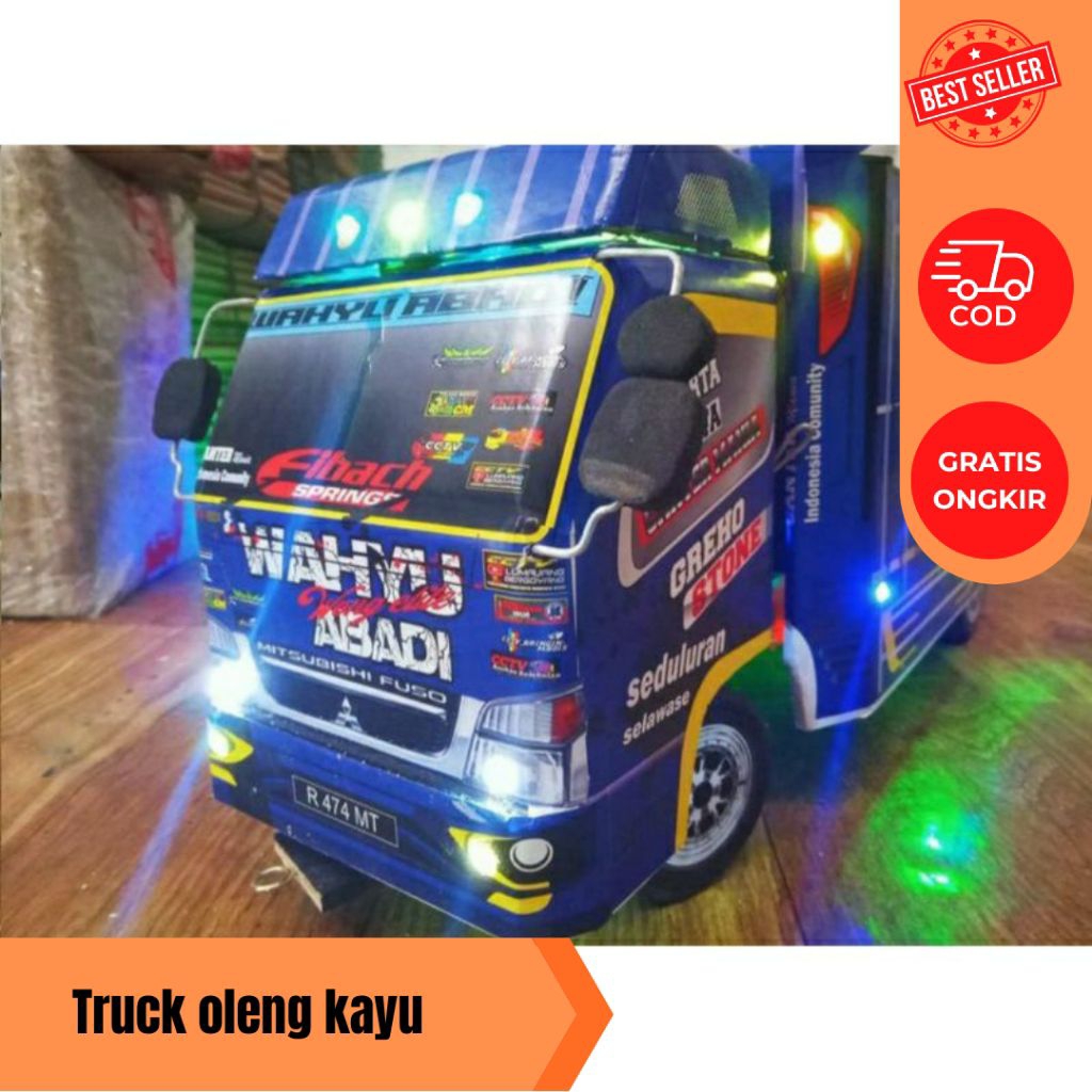 mainan edukasi anak miniatur truck oleng WAHYU ABADI kayu terlaris termurah uk 30 cm