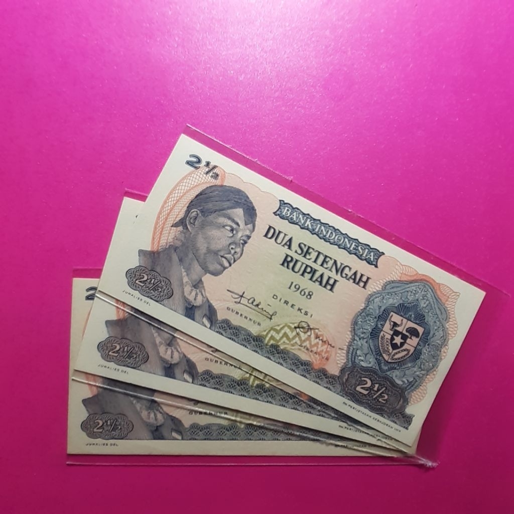 uang kuno 2.5 rupiah sudirman 1968