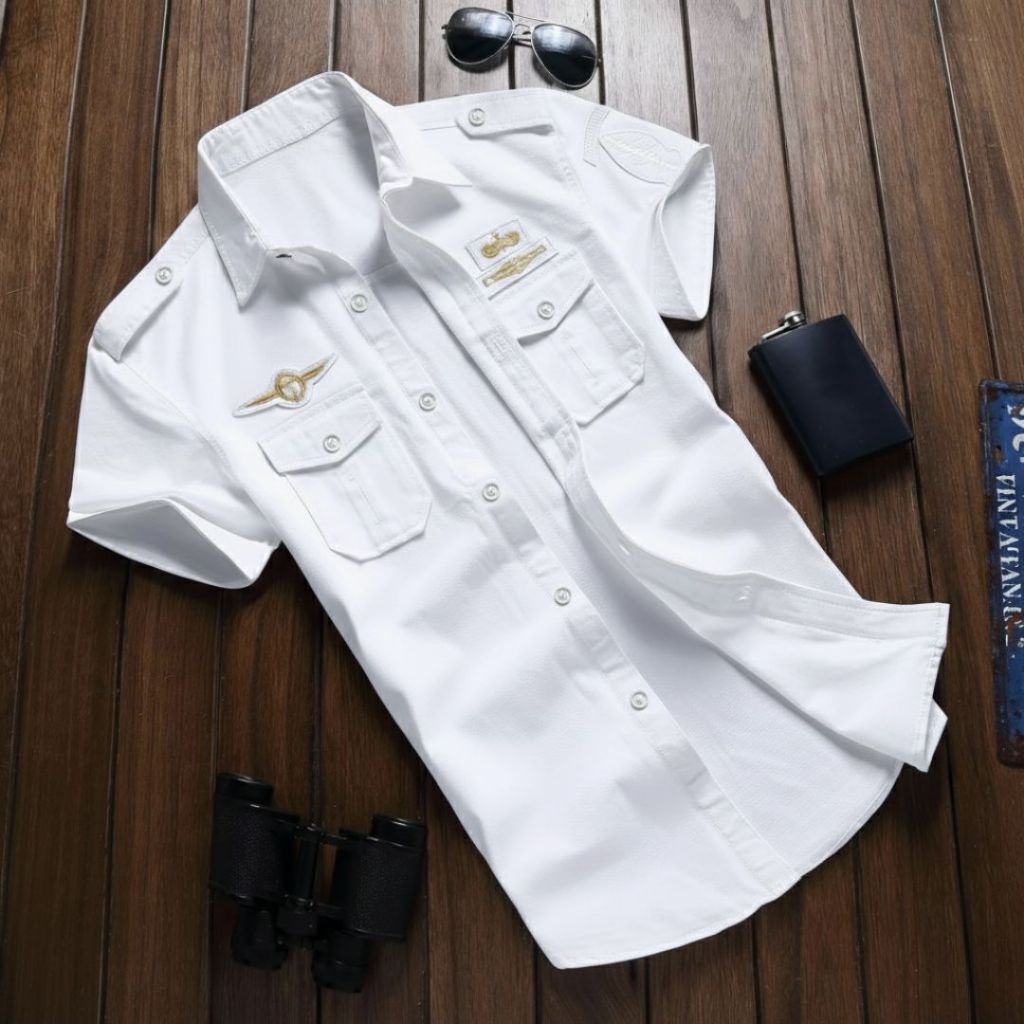 Kemeja Tactical Putih Lengan Pendek Bordil / Kemeja Tactical / Baju Tactical / Kemeja / Kemeja