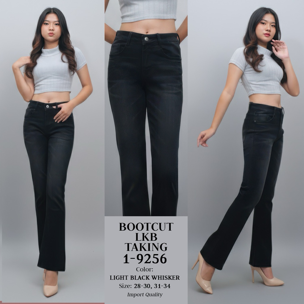 CELANA JEANS BOOTCUT LKB HW KANCING 1 LIGHT BLACK BAHAN SOFTJEANS STRETCH M2000 IMPORT QUALITY