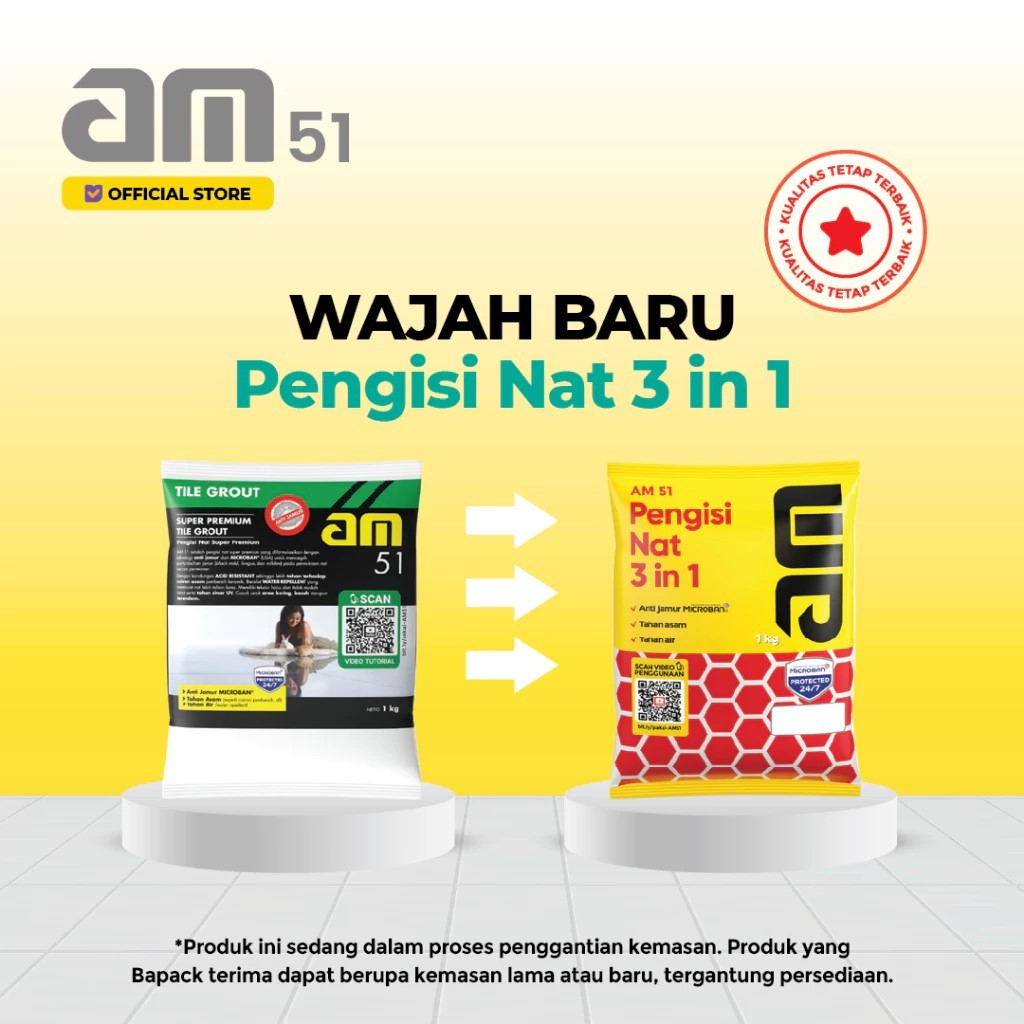 Semen Pengisi NAT AM 51 Pengisi Nat Keramik 1Kg 3in1 – Semen Nat / Tile Grout Anti Jamur, Tahan Air,