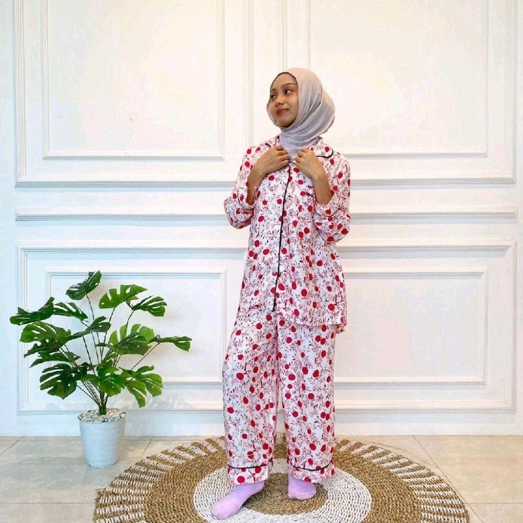 Piayama Baju Tidur Wanita Dewasa Lengan Panjang Batik Pekalongan