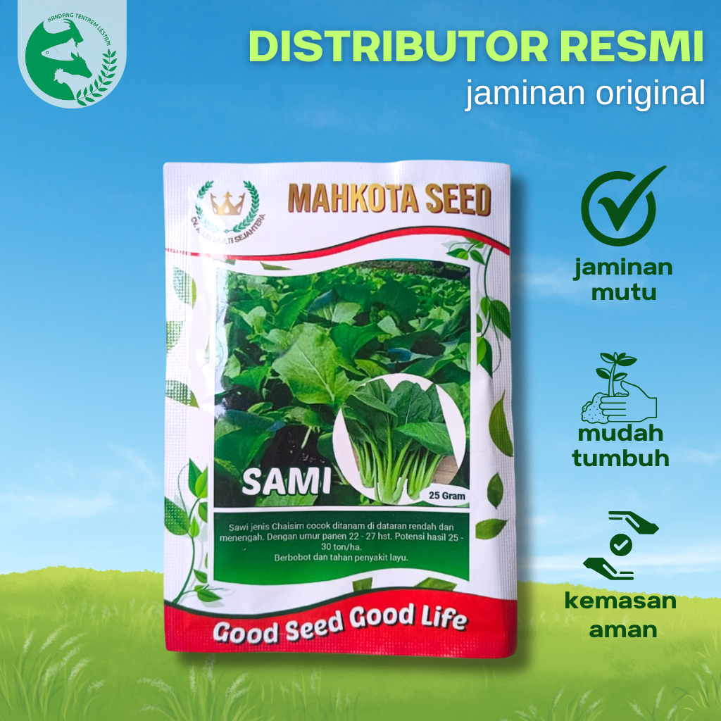 Benih Sawi Caisim Manis Jumbo SAMI 25 gram Mahkota Seed Unggul Tahan Layu Berbobot