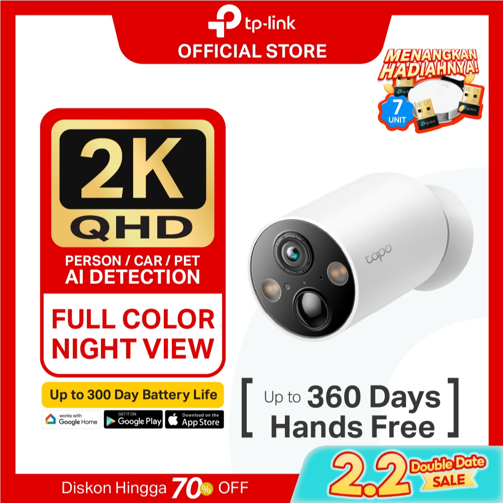 TP-Link | Tapo C425 Kamera CCTV | 4MP | Outdoor WiFi | IP Camera | SD | IP66 | Wireless | Battery