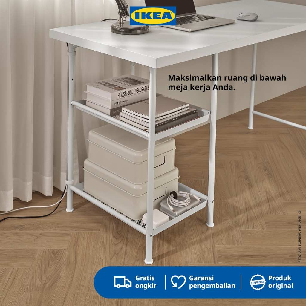 IKEA SPAND Kaki Meja Dengan Penyimpanan Serbaguna Putih