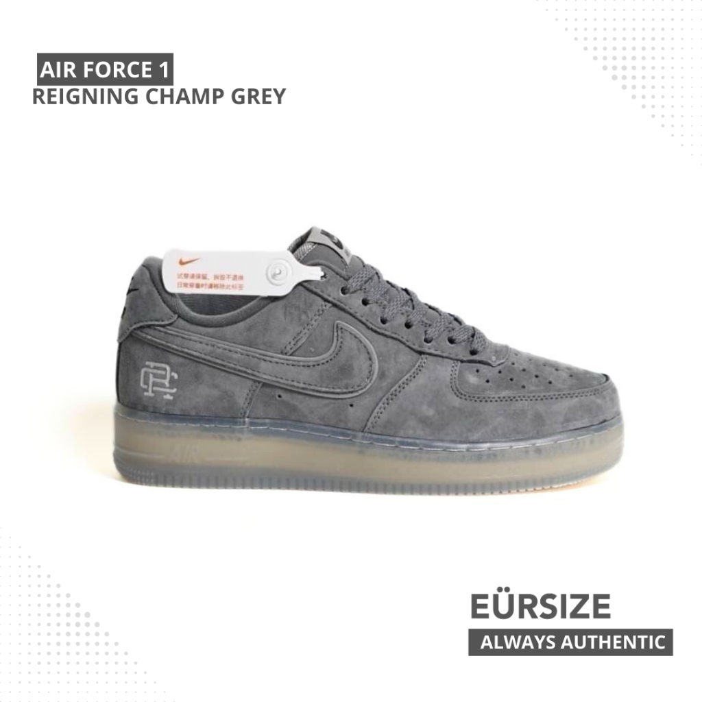 EURSIZE - Sepatu NK Air Force 1 Low Reigning Champ Grey Series Pria 100% BNIB