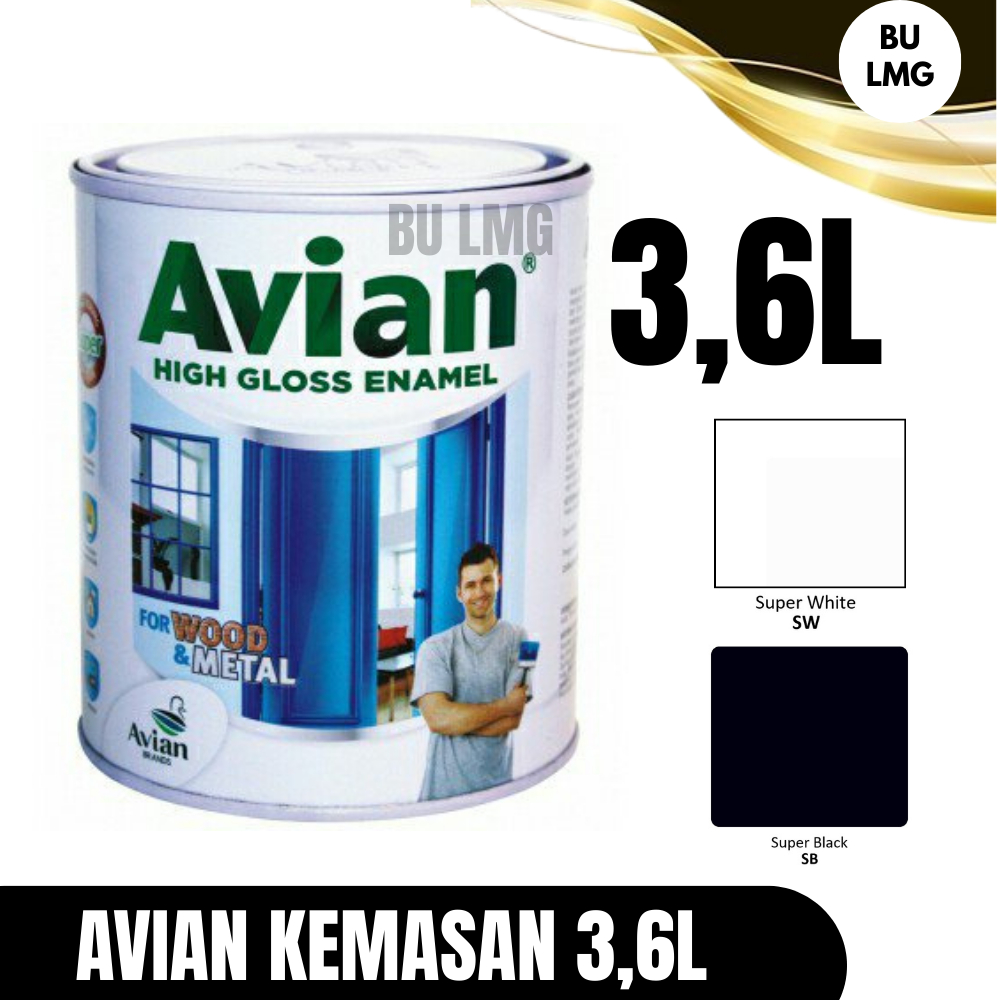 Cat Avian Kayu dan Besi 3,6L || Avian Kayu dan Besi 5Kg/3,6L warna SB (Hitam), dan SW (Putih)