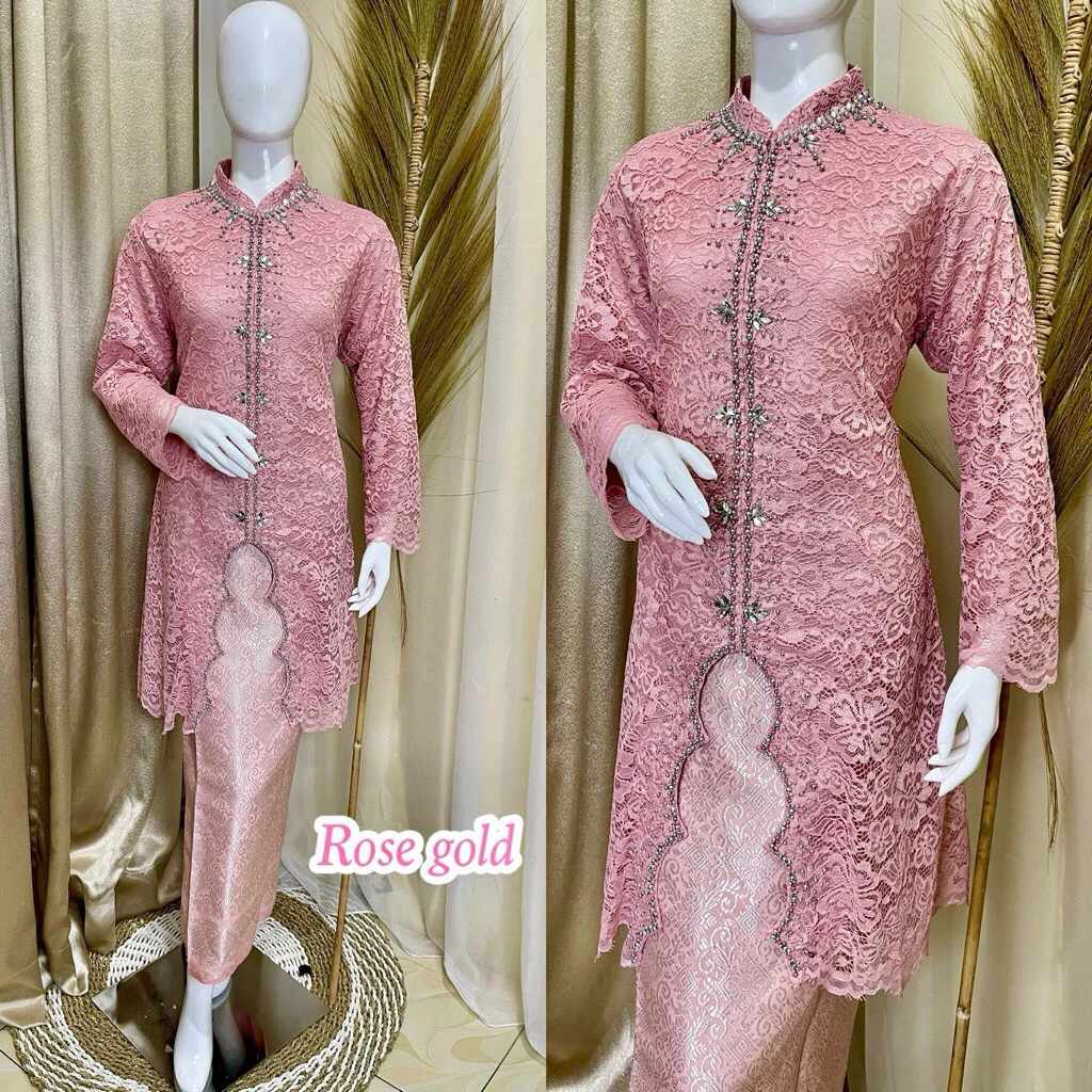 Kebaya tunik brokat kerah sanghai kebaya tunik modern kombinasi payet kebaya modern