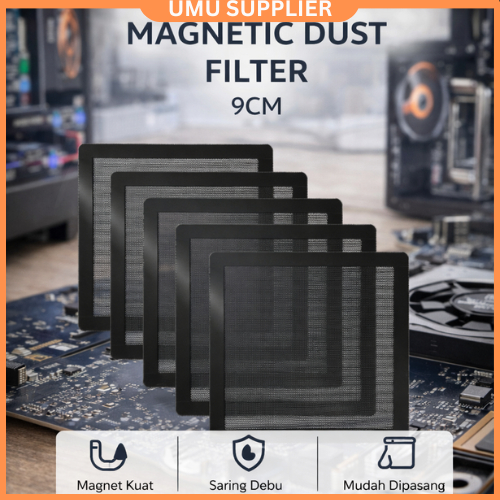 (UMU SUPPLIER) SANJI MAGNETIC PC FAN DUST FILTER DEBU KIPAS 9CM MAGNET CASING DESKTOP