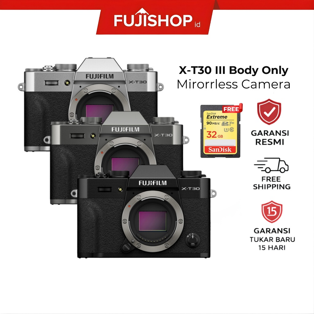 Fujifilm XT30 III Body Only Fuji X-T30 Kamera Mirrorless Garansi Resmi