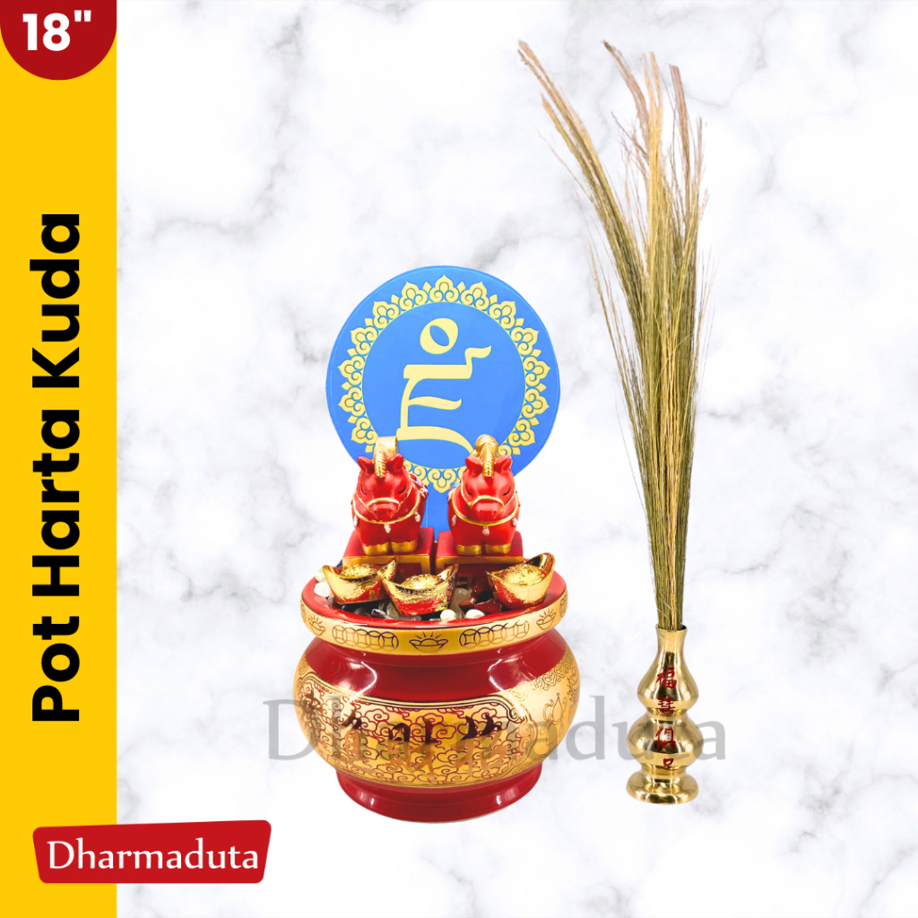 Pot Harta Kuda Api Bingwu Ritual Undang Dewa Rejeki Cai Shen Rupang Patung 18in 2026