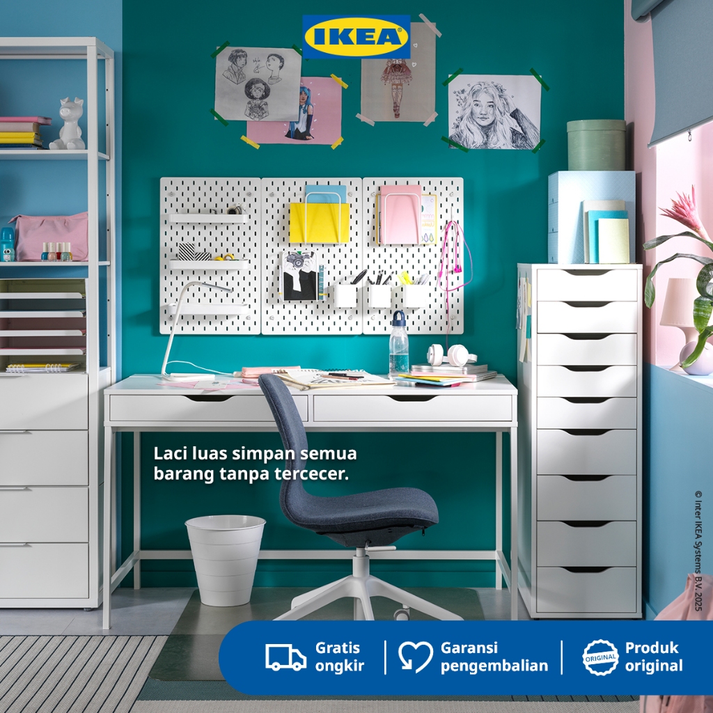 IKEA ALEX Meja Kerja Dengan Penyimpanan Serbaguna 132x58 cm