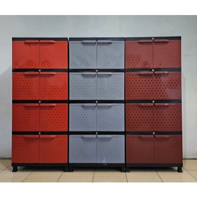 Lemari Pakaian Serbaguna 4 Tingkat Jumbo Full Kunci Anak Kos / Lemari Plastik Rak Anak Kos 4 Tingkat