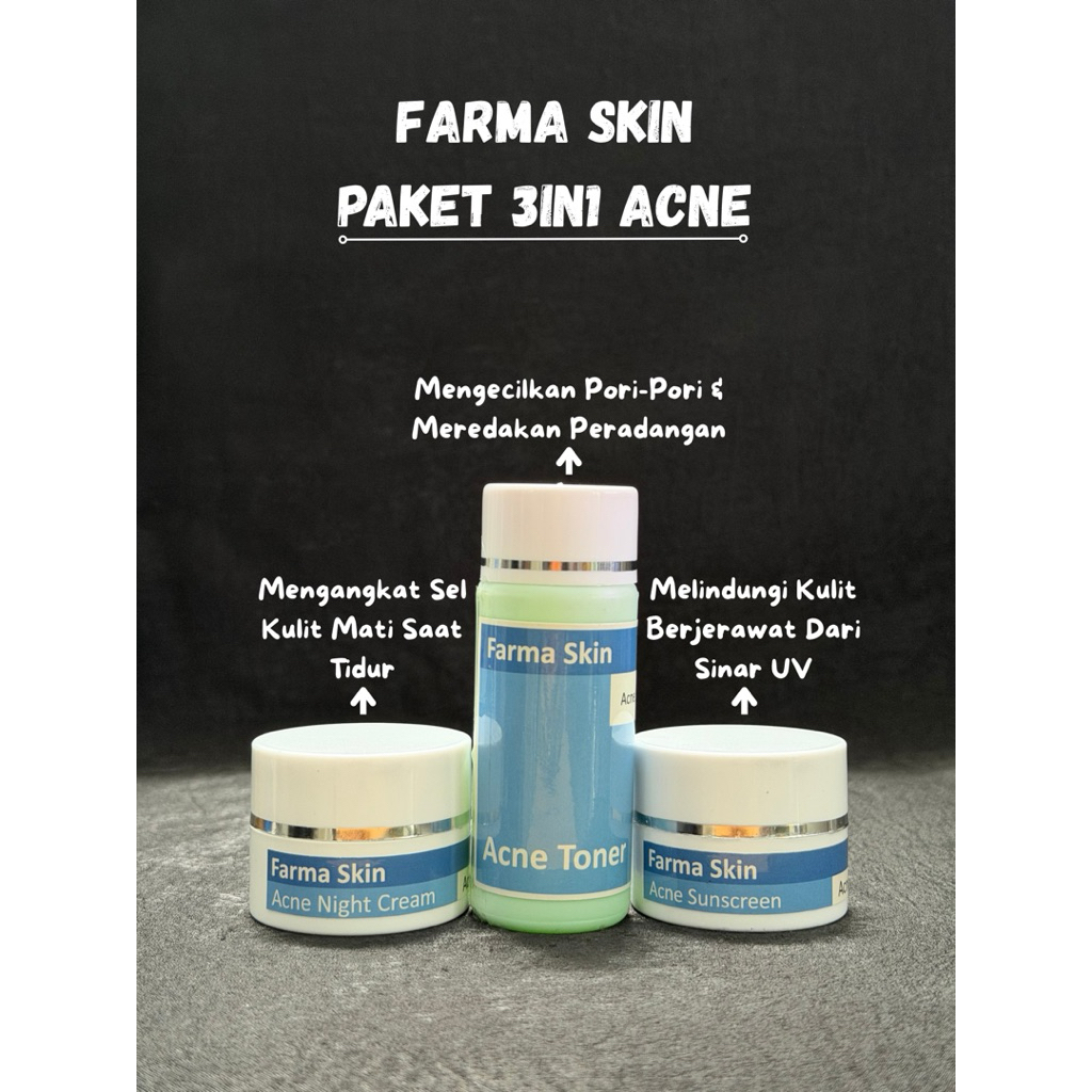[ PAKET 3IN1 FARMA SKIN ] CREAM FARMA SKIN 3IN1 FOR ACNE SKIN
