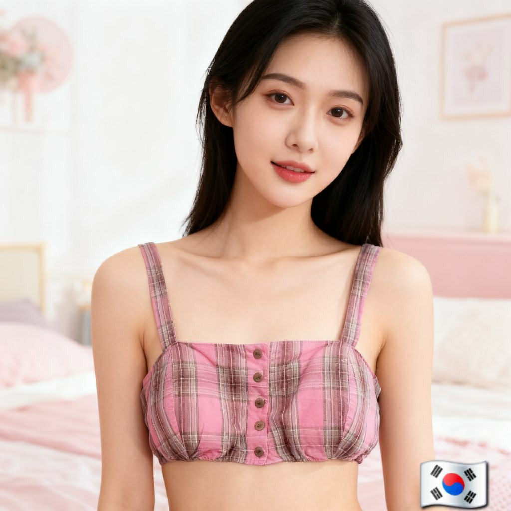 TANKTOP CROP KOTAK SMOCKED BRALETTE KOREA ORIGINAL