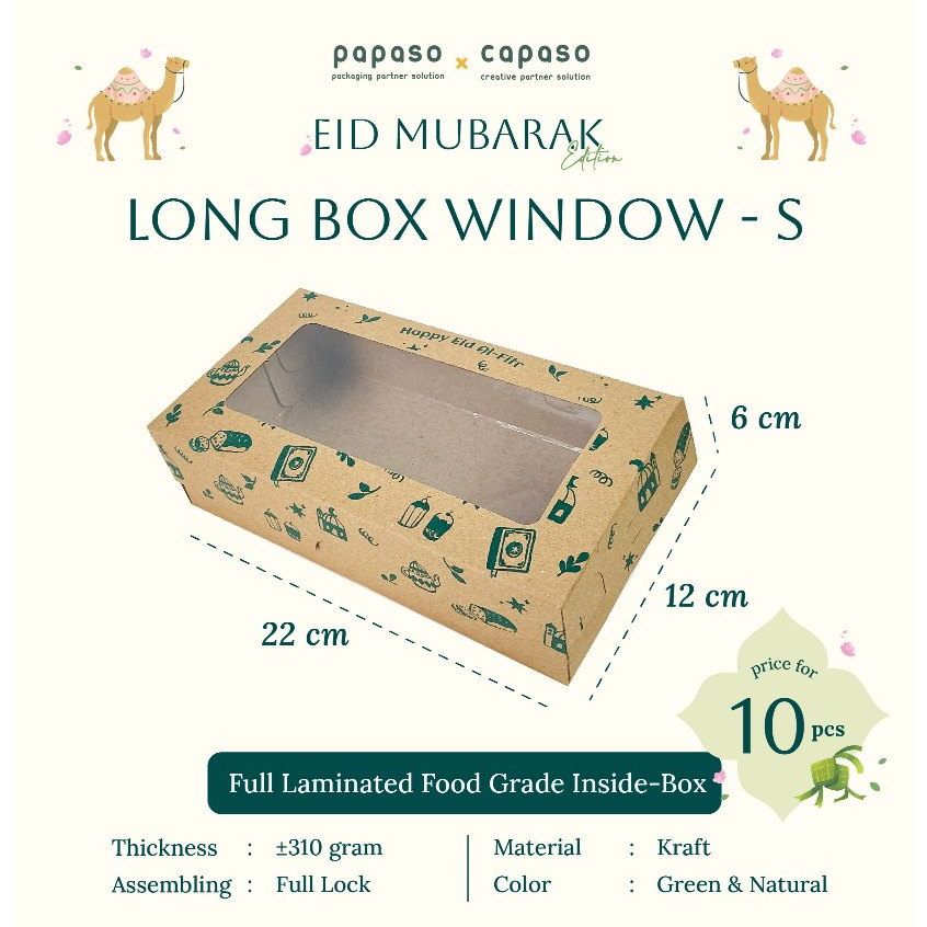 Long Box Lebaran Brownies 22x12x6cm Papaso