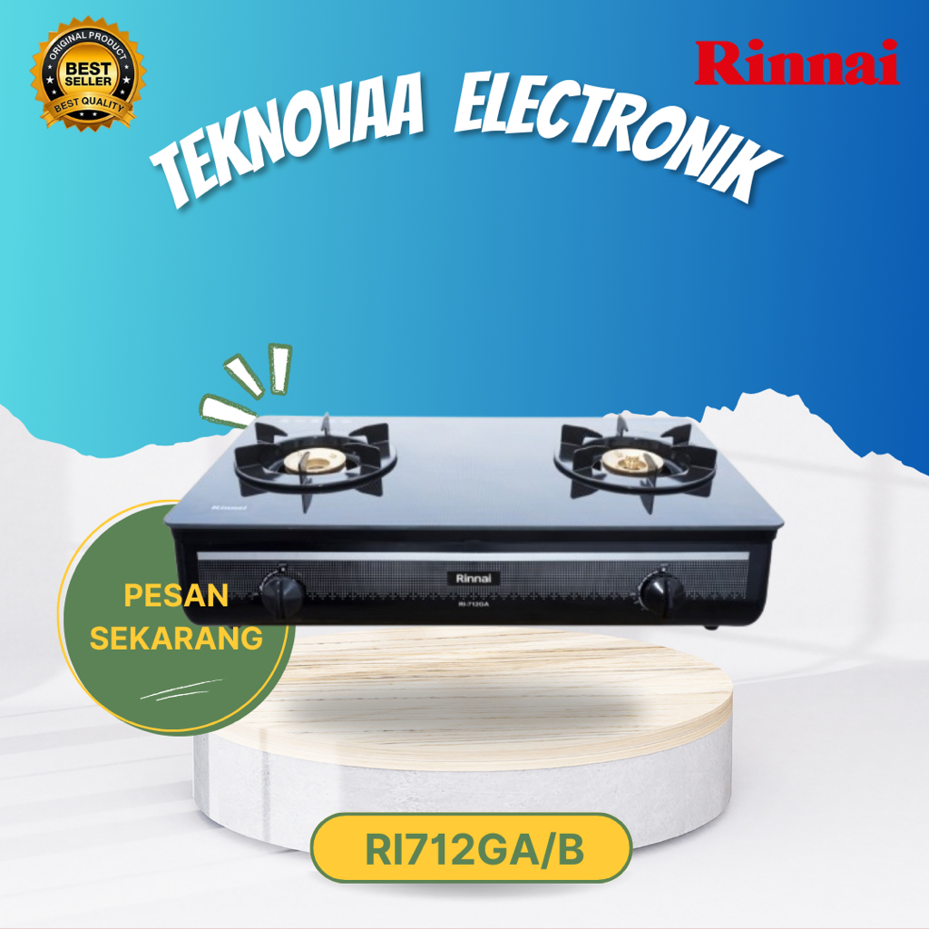 RINNAI KOMPOR GAS 2 TUNGKU RI-712GA(B)/RI-712-GA/B/RI712GA/B/ORIGINAL BERGARANSI