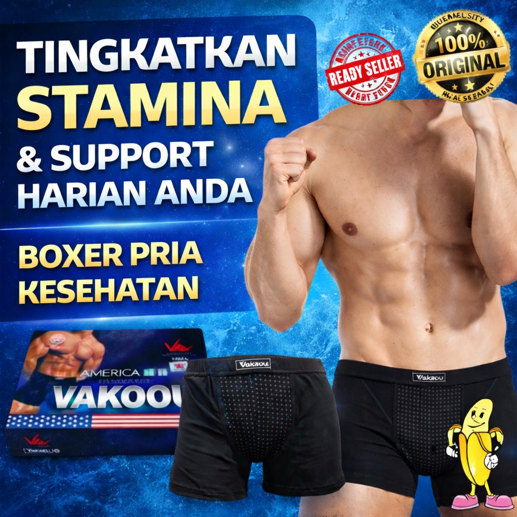 VAKOOU Boxer Pria Magnet Infrared | Celana Dalam Pria Kesehatan, Nyaman & Support