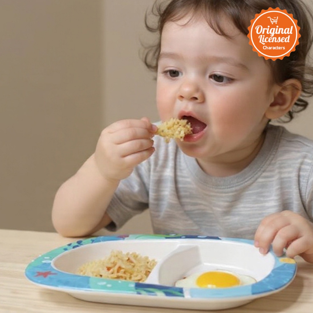 Piring Makan Anak Sekat Melamin 24x21 cm Karakter Hewan Lucu Sparky