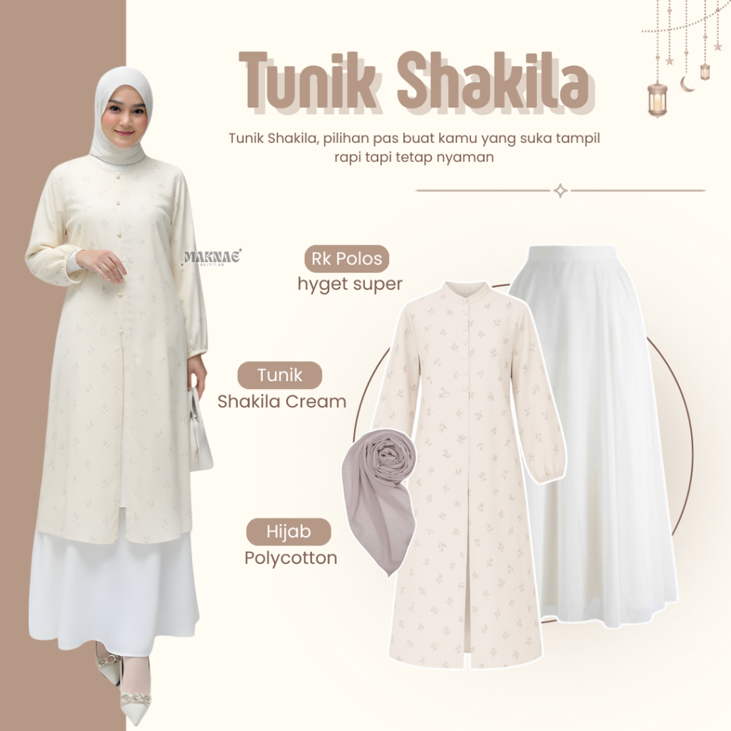 Setelan Outfit Remaja Korean Style Hijab( Tunik + Rok Polos + Hijab Segi Empat ) Baju Lebaran LQ084
