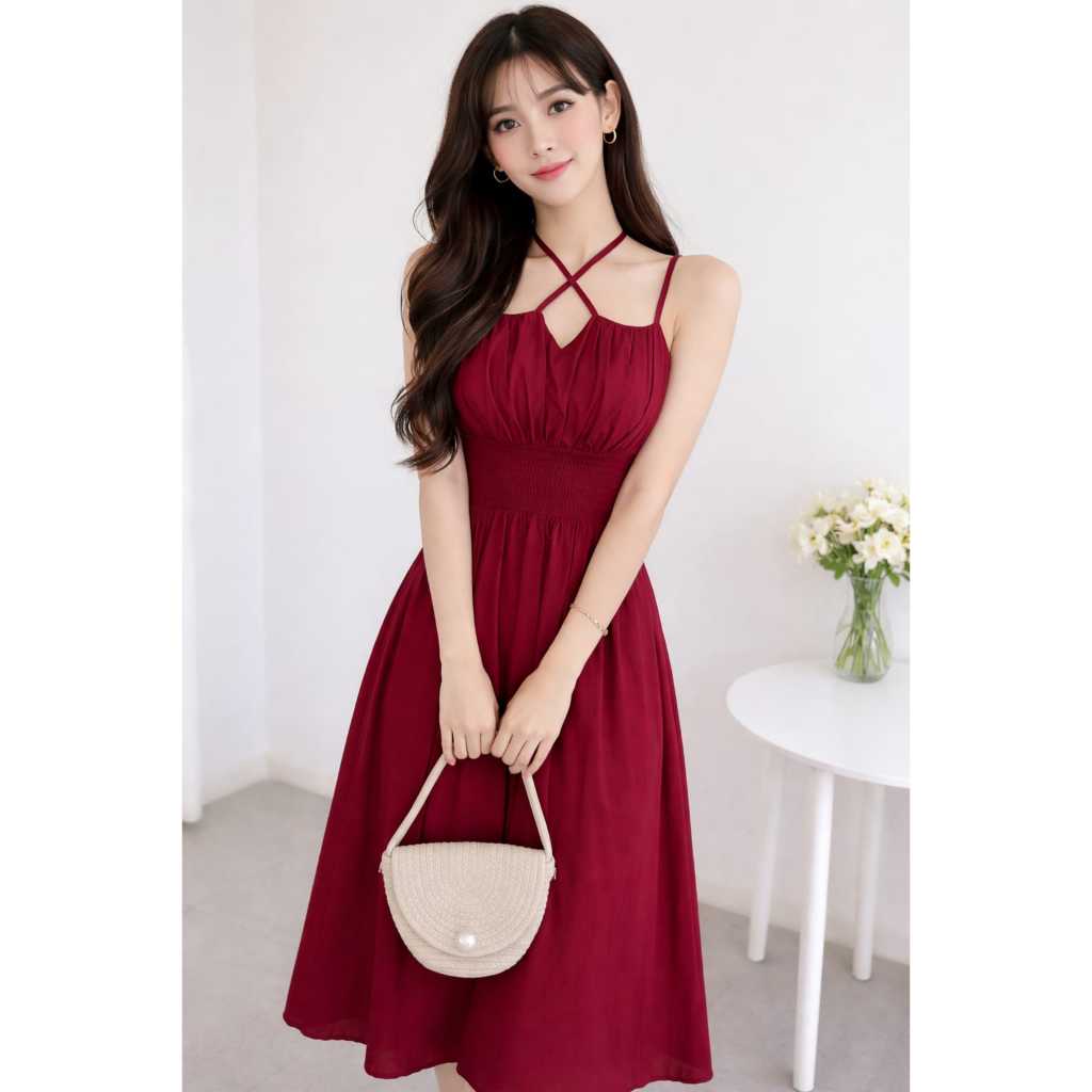 COD Long Dress Terbaru - Korean Style - Busui Friendly - Gaun Dress Korean Style Ready Jumbo Size S-
