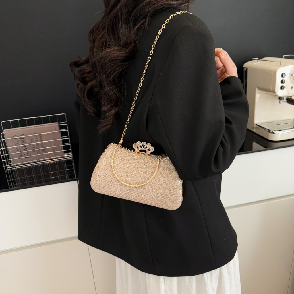 HF 32227 TAS PESTA GOLD CLUTCH HANDBAG ELEGAN TAS SELEMPANG WANITA