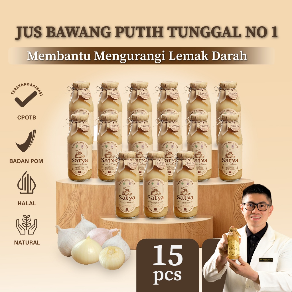 SATYA Natural Juice (PAKET 15 Botol) Jus Bawang Putih Tunggal BPOM TR