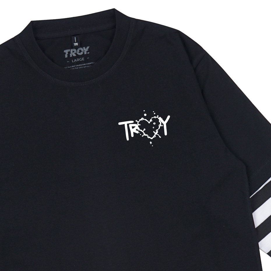 Troy Company Double Sleeve Longsleeve Black Stripe Bubblove - Kaos Lengan Panjang Kaos Hitam Stripe DSD 3338