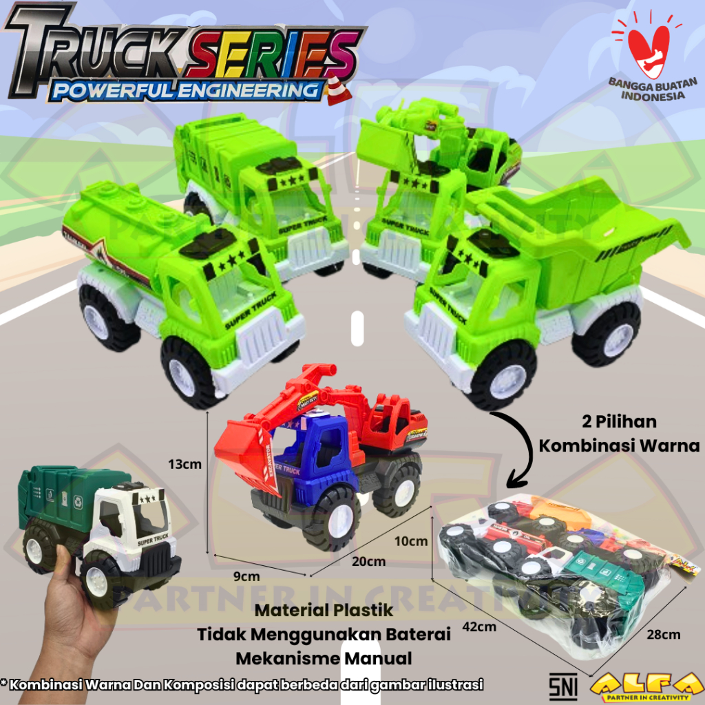 Toko Mainan ALFA Heavy Truck Kebersihan Series 4pcs AK112