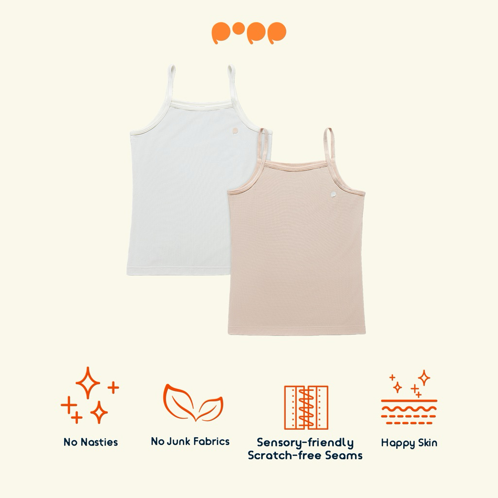 Popp - Girl Camisole Set of 2 Pcs, Anak Perempuan Tencel Modal Lenzing PureSoft, Sampai ukuran besar