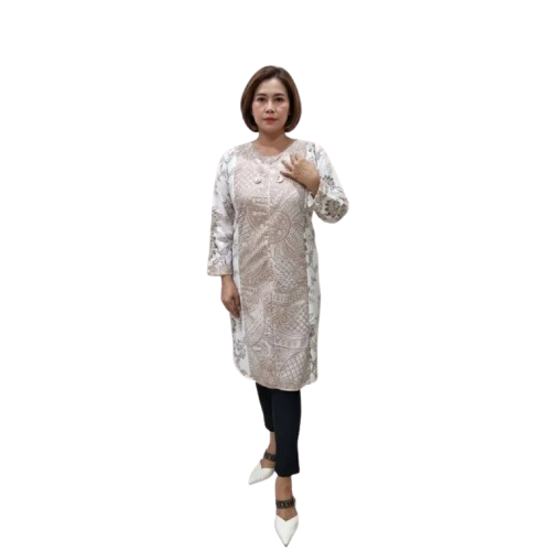 TUNIK BATIK LENGAN PANJANG TUNIK MUSLIM ATASAN WANITA