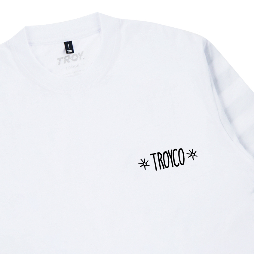 Troy Company Double Sleeve White Stripe Doing My Best - Kaos Lengan Panjang Kaos Putih Stripe DSD 3396