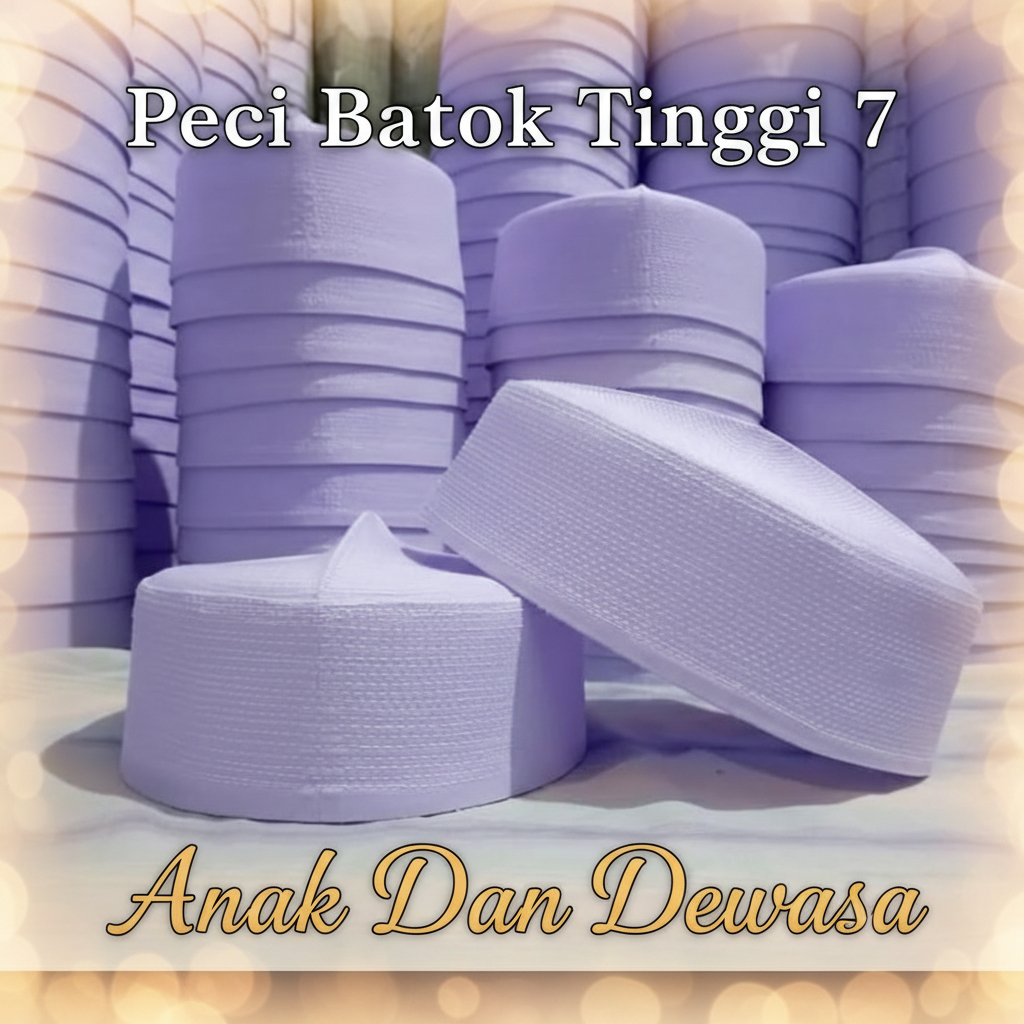 Peci Batok Pendek Atau Songkok Putih Peci Batok Putih Tinggi 7 Dan Tinggi 9 Peci Batok Pendek