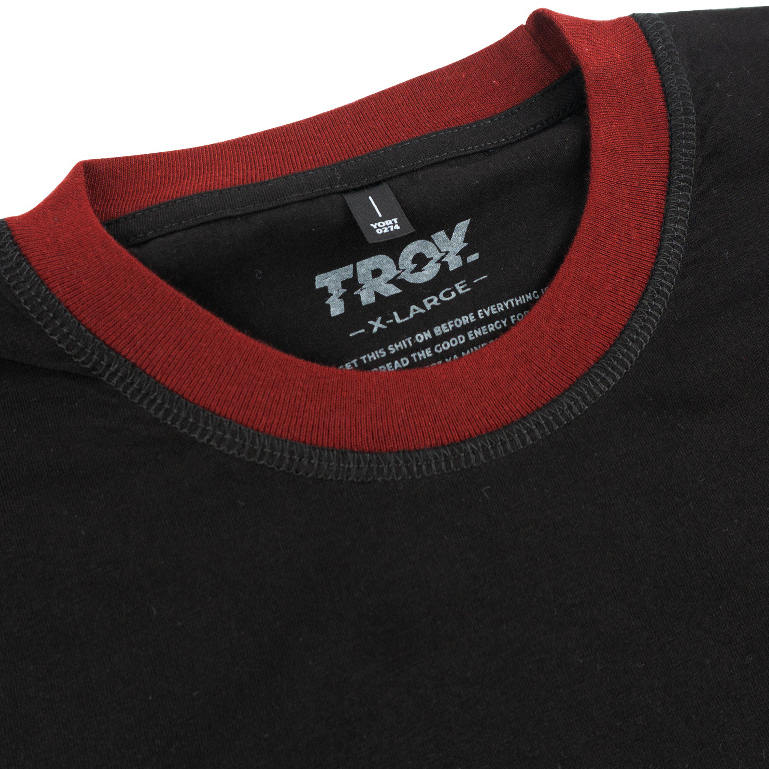Troy Company Double Sleeve Longsleeve Black Maroon Breeze - Kaos Lengan Panjang Kaos Hitam DSD 3488