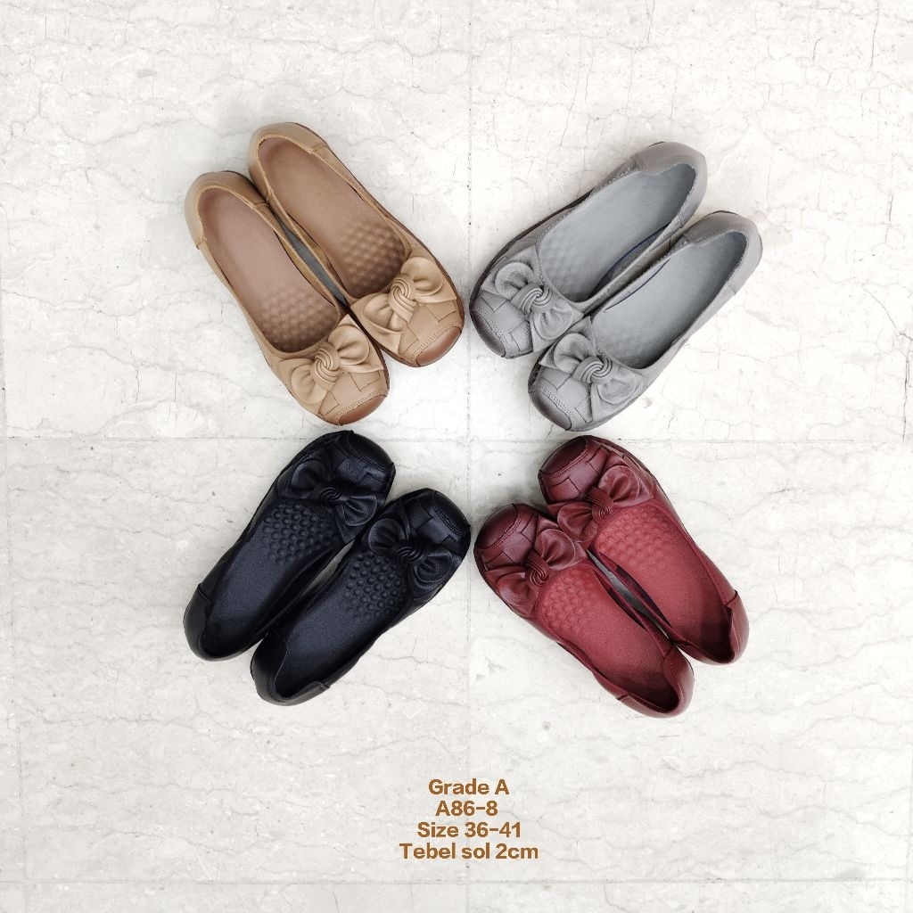 GRADE A / A86-8 / SEPATU WANITA / KULIT SAPI / FLATSHOES / IMPORT