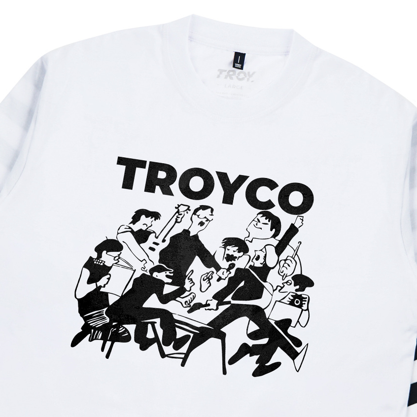 Troy Company Double Sleeve Longsleeve White Stripe Artist - Kaos Lengan Panjang Kaos Putih Stripe DSD 3426