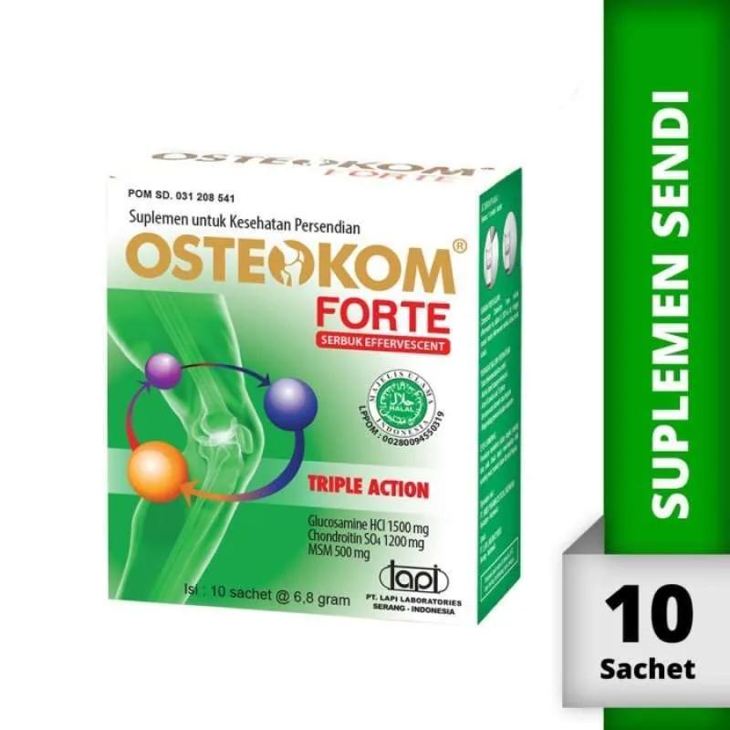 Osteokom GCM Forte 10 Sachet - Suplemen Kesehatan Bebas Nyeri Sendi dengan Glukosamin 1500mg, Kondro