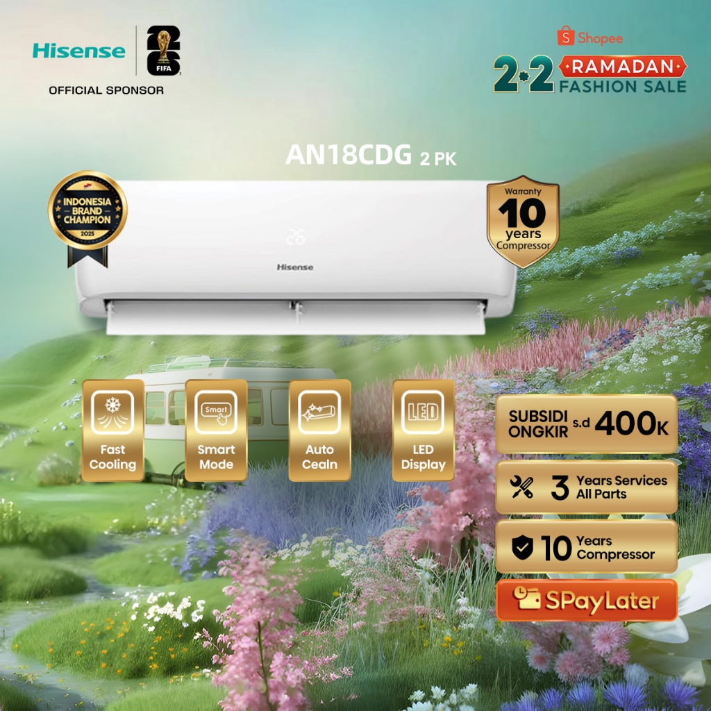 Hisense AC AN18CDG Standard 2 PK Dingin Kilat Cocok Untuk Kamar Tidur Pendinginan Super Cepat 3 Meni