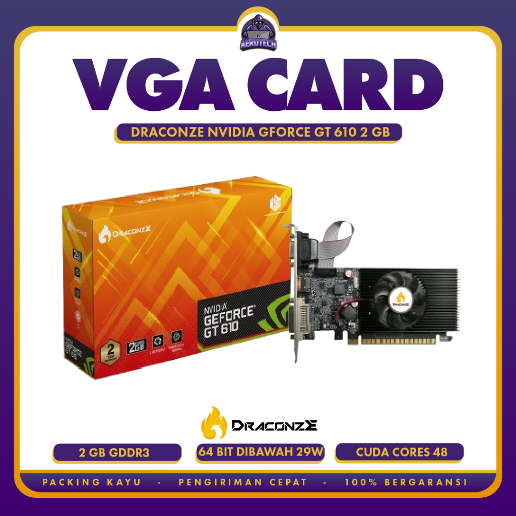 VGA DRACONZE GT 610 2GB DDR3 64Bit GAMING VGA ORI