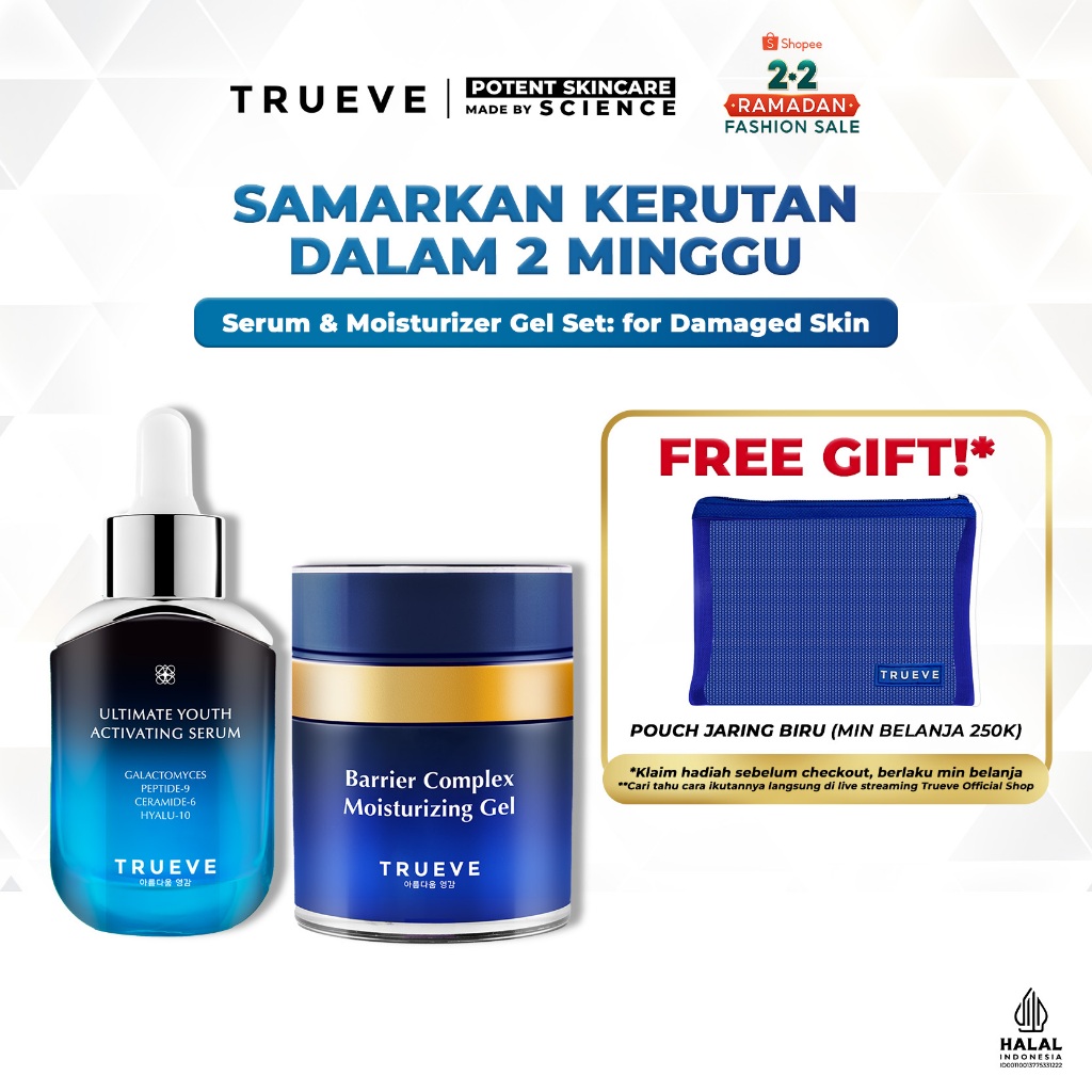TRUEVE Serum & Moisturizer Gel Set: For Damaged Skin Barrier & Aging Skin