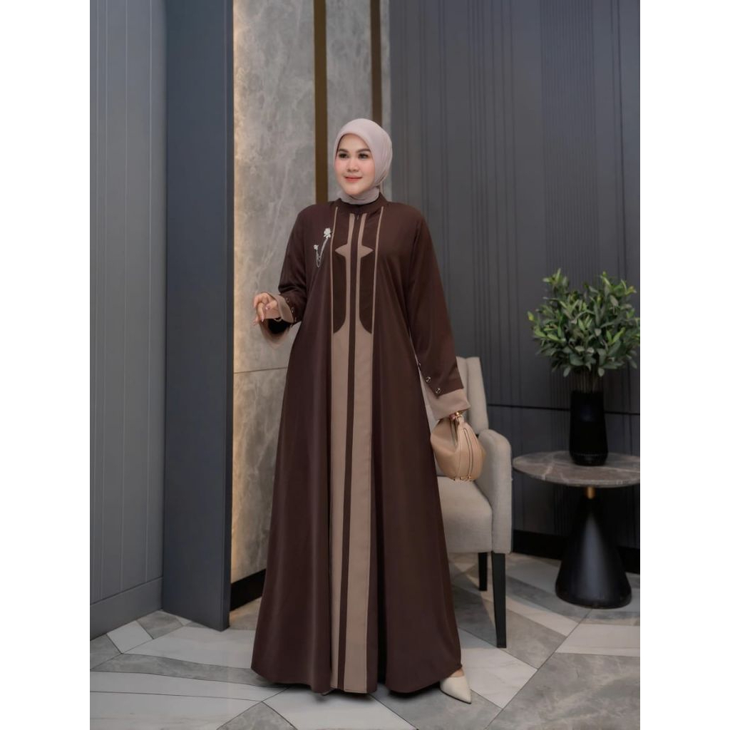 ABAYA SERIES BAHAN MISONI PREMIUM RESLETING DEPAN KERAH SANGHAI DAN TANGAN ABAYA