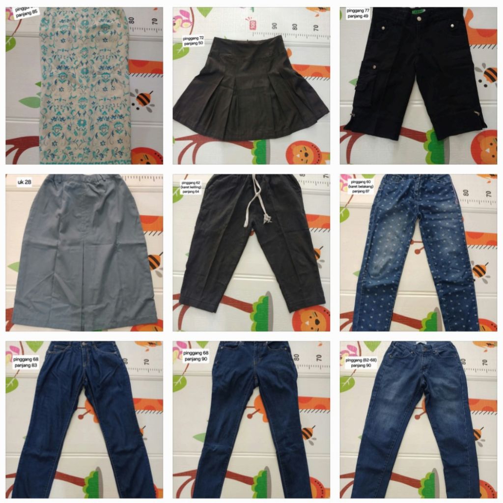 Preloved Celana Jeans Wanita / Rok SMA / Rok Batik & Pendek