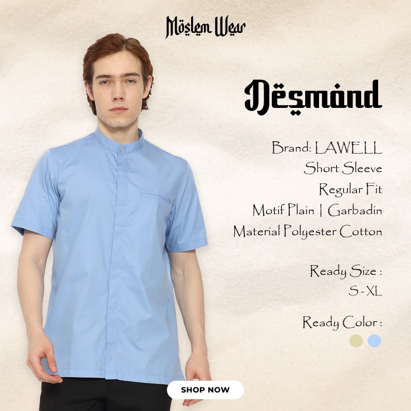 [12] LAWELL DESMOND-S Baju Koko Pria Lengan Pendek Regular Fit Garbadin Kecil