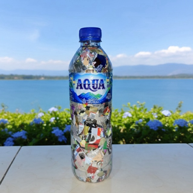 Ecobrick 600ml padat bersih kering aqua