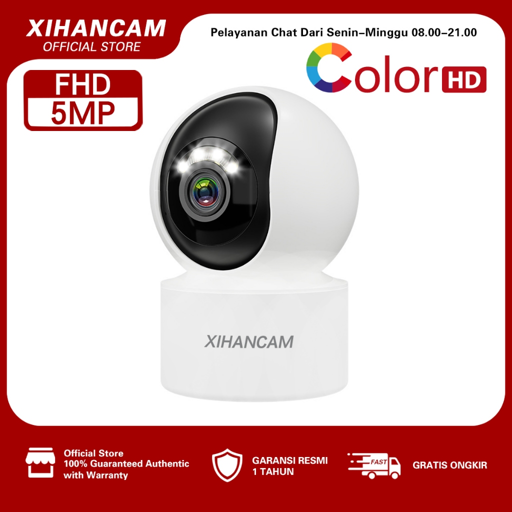 XIHANCAM Smart CCTV Indoor Wifi 5MP Camera 360 CCTV Rumah IP Kamera CCTV Wifi Jarak Jauh Lewat HP