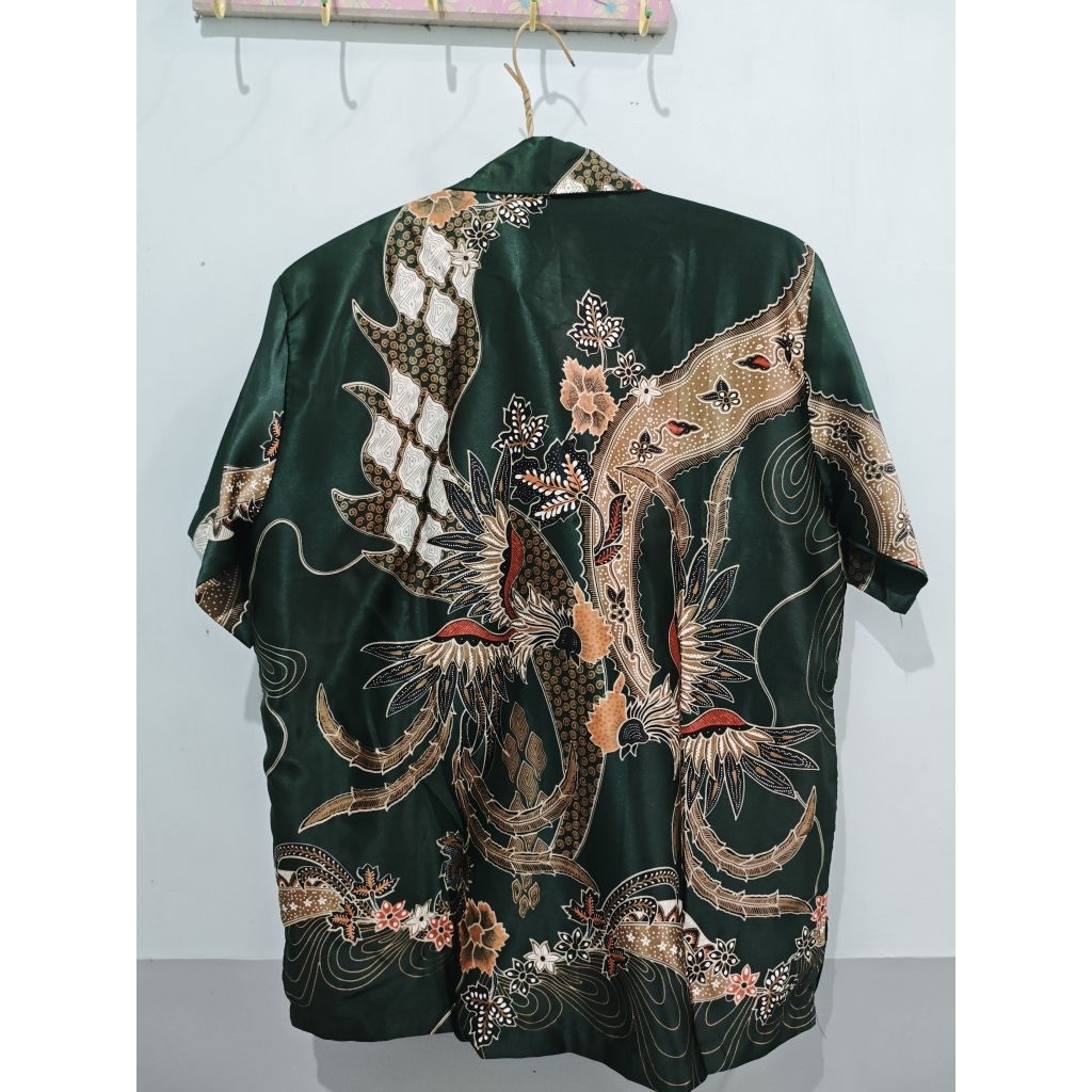 KEMEJA PRIA BATIK HIJAU LENGAN PENDEK